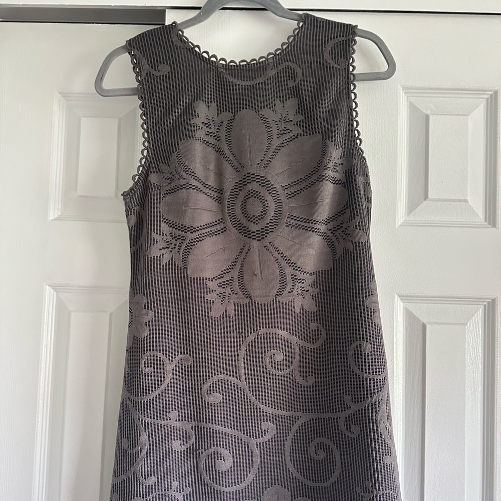 Free People Gray Floral Print Textured Mini Dress